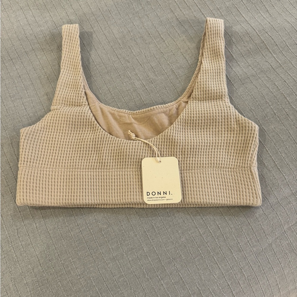 DONNI. Tan Ribbed Bralette Oatmeal